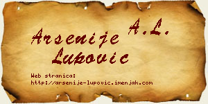 Arsenije Lupović vizit kartica